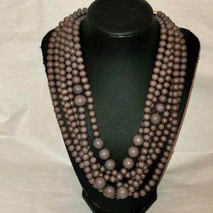 Gray Faceted acrylic beaded multi Strand Necklace
